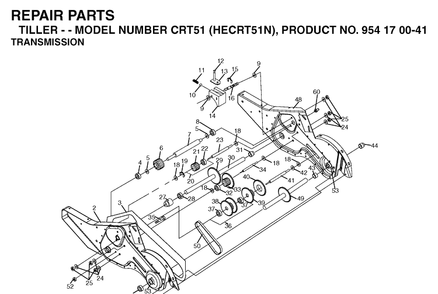 Transmission Diagram and Parts List for CRT51 (HECRT51N)(2004-01) Husqvarna Cultivator