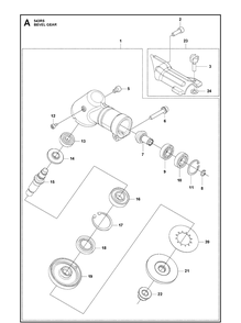 Bevel Gear Diagram and Parts List for 543RS 20192200001-Current Husqvarna Brush Cutter