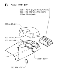 Air Filter Cover Diagram and Parts List for 262XP 19960100001-19981400000 Husqvarna Chainsaw