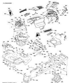 Chassis / Frame Diagram and Parts List for TS354 (96041042800)(2018-12) Husqvarna Lawn Tractor