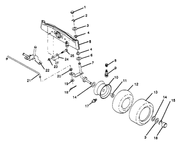 Front Axle Diagram and Parts List for LT112 (954000191-A)(1990-11) Husqvarna Lawn Tractor