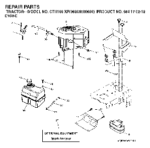 Engine And Cutting Equipment Diagram and Parts List for CTH180XP (96061000600,954170212)(2005-01) Husqvarna Lawn Tractor
