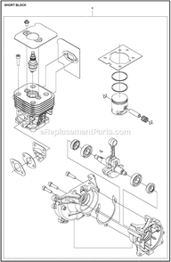 Short Block Diagram and Parts List for 525HE4  Husqvarna Trimmer