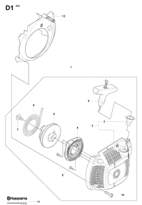 Starter Diagram and Parts List for 435 20081800001-20090400000 Husqvarna Chainsaw