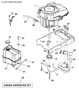 Engine Diagram and Parts List for YTH20K42  Husqvarna Lawn Tractor