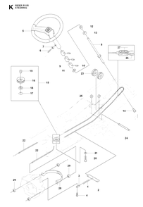 Steering Diagram and Parts List for R11R (966830401)(2009-04) Husqvarna Lawn Tractor
