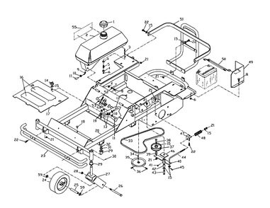 Main Frame Assembly Diagram and Parts List for ZTHKW4818 2001-09 Husqvarna Lawn Mower