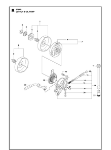 Clutch And Oil Pump 2 Diagram and Parts List for 576XP  Husqvarna Chainsaw