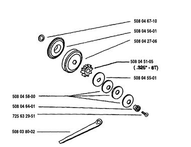 Gear Assembly Diagram and Parts List for ELECTRIC1400 1995-09 Husqvarna Chainsaw