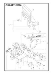 Chain Brake And Clutch Cover Diagram and Parts List for 550XP-XPG Mark II Husqvarna Chainsaw