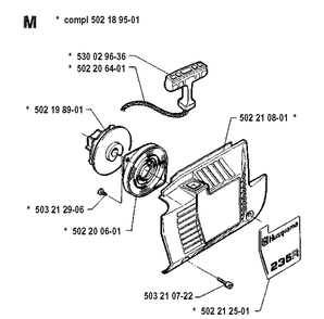 Starter Diagram and Parts List for 235R 19914800001-19930600000 Husqvarna Brush Cutter