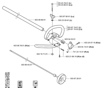 Shaft / Tube Diagram and Parts List for 323L 2004-03 Husqvarna Brush Cutter