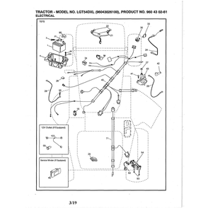 Electrical Diagram and Parts List for 96043026100  Husqvarna Lawn Tractor