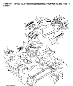 Chassis And Enclosures Diagram and Parts List for GTH2654T (96043001000)(2006-01) Husqvarna Lawn Tractor