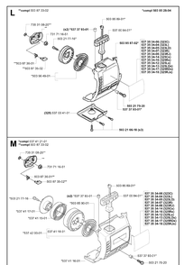 Starter Diagram and Parts List for 323L 20051800001-20061400000 Husqvarna Edger