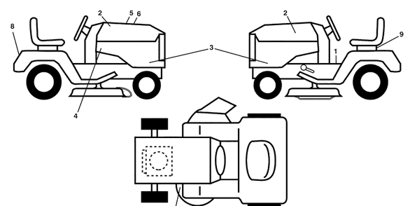 Decals Diagram and Parts List for YTH21K46 (96045002100)(2009-08) Husqvarna Lawn Mower