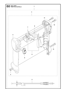 Throttle Controls Diagram and Parts List for 543RS 20113200001-20121000000 Husqvarna Brush Cutter
