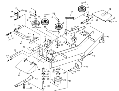 Deck Assembly Diagram and Parts List for ZTH4817A (539104701-01)(2000-03) Husqvarna Lawn Mower