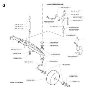 Front Axle 2 Diagram and Parts List for G1 1998-2003 Husqvarna Lawn Mower