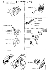 Service Updates Diagram and Parts List for 61 19910900001-19933600000 Husqvarna Chainsaw