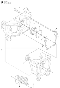Crankcase Diagram and Parts List for 243RJ 20090900001-20113200000 Husqvarna Brush Cutter