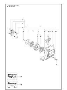 Starter 2 Diagram and Parts List for 327HE3 (X-SERIES)(20091400001-20150400000) Husqvarna Hedge Trimmer