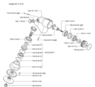 Gear Head Diagram and Parts List for 265RXEPA 2002-08 Husqvarna Brush Cutter