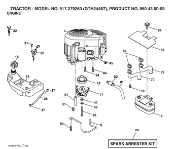 Engine Diagram and Parts List for GTH2448T (917279260)(2006-02) Husqvarna Lawn Tractor