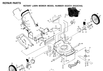 Repair Parts Diagram and Parts List for 6522CH (954222725)(2001-01) Husqvarna Lawn Mower