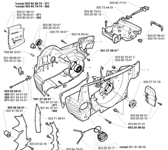 Crankcase Diagram and Parts List for 362EPA 1999-05 Husqvarna Chainsaw