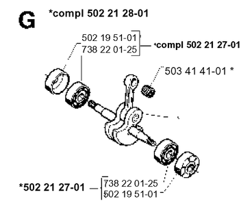 Crankshaft Diagram and Parts List for 232RCAT 19954500001-Current Husqvarna Brush Cutter