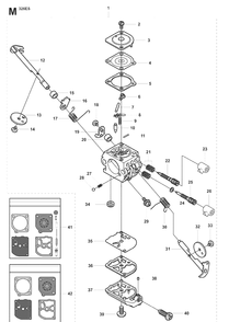 Carburetor Details Diagram and Parts List for 326ES  Husqvarna Edger
