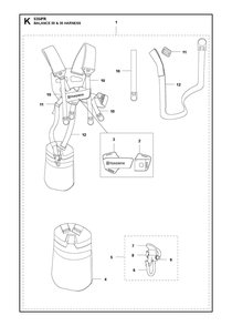 Harness Diagram and Parts List for 535IFRBT  Husqvarna Brush Cutter