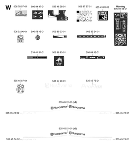 Decals Diagram and Parts List for PF18 (953522401)(2004-06) Husqvarna Lawn Tractor