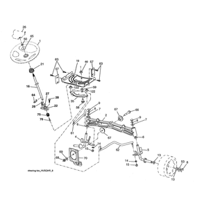 Steering Assembly Diagram and Parts List for YTH22V46-96043027100  Husqvarna Lawn Tractor