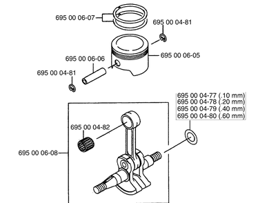 Piston And Crankshaft Diagram and Parts List for 155BT (WR07-8-98)(1998-10) Husqvarna Leaf Blower / Vacuum