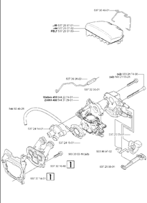 Air Filter/ Carburetor Diagram and Parts List for 455ERANCHER 2007-01 Husqvarna Chainsaw