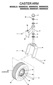 Casters Diagram and Parts List for IZ5223 (968999526)(2006-08) Husqvarna Lawn Mower