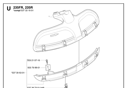 Guards Diagram and Parts List for 235R  Husqvarna Brush Cutter
