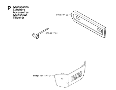 Accessories Diagram and Parts List for 334T 20034400001-20040100000 Husqvarna Chainsaw