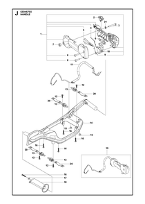 Handle and Controls Diagram and Parts List for 522HS75X  Husqvarna Hedge Trimmer