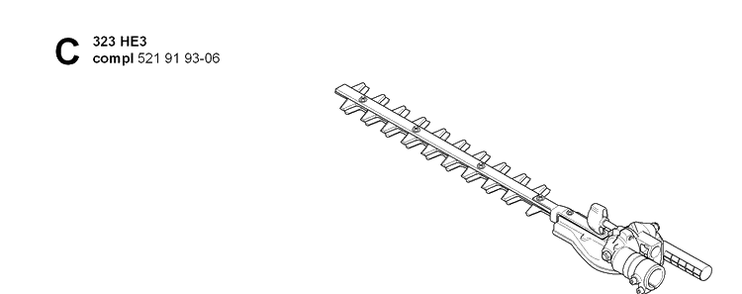 Cutting Equipment 2 Diagram and Parts List for 323HE3 20090900001-Current Husqvarna Hedge Trimmer