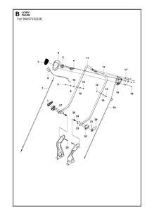 Handle Diagram and Parts List for LC48V (96697530100)(2009-03) Husqvarna Lawn Mower