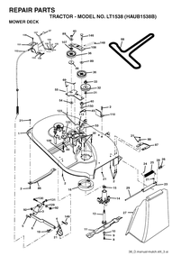 Mower Deck / Cutting Deck Diagram and Parts List for LT1538 (954170085-B)(2004-01) Husqvarna Lawn Tractor