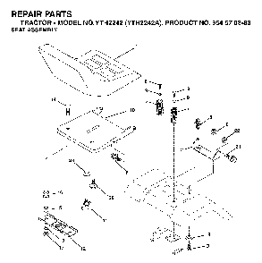 Seat Diagram and Parts List for YTH2242A (954570383)(2003-01) Husqvarna Lawn Tractor
