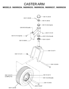Casters Diagram and Parts List for IZ5223T (968999257)(2005-08) Husqvarna Lawn Mower