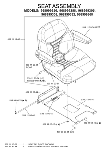 Seat Diagram and Parts List for IZ5223 (968999258)(2005-12) Husqvarna Lawn Mower