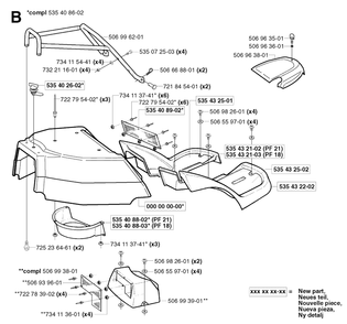Hood Diagram and Parts List for PF18 2003-02 Husqvarna Lawn Tractor