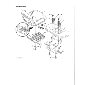 Seat Assembly Diagram and Parts List for 96043026100  Husqvarna Lawn Tractor