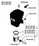 Page J Diagram and Parts List for 45 1988-02 Husqvarna Chainsaw